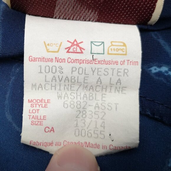 Scarlet Ladies Size 13/14 Navy w/ Pattern Made in Canada Sleeveless Midi Dress - Picture 5 of 8